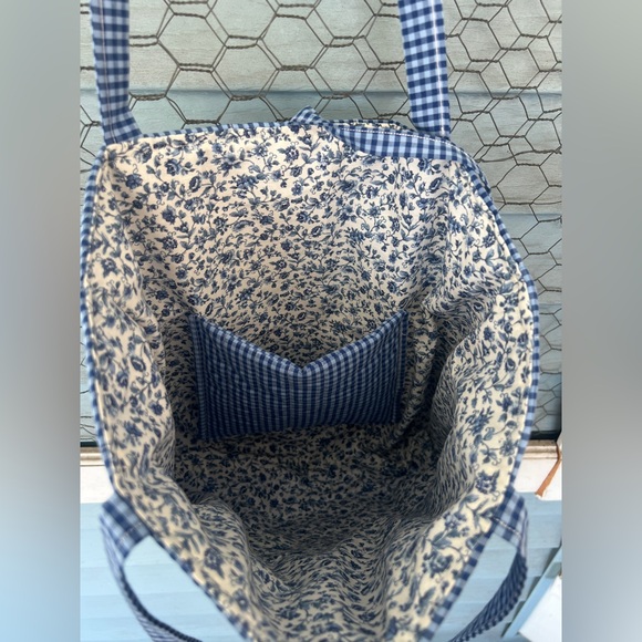 Blue on Blue Gingham Tote - Picture 4 of 4